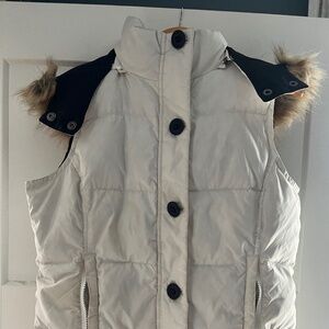 LL Bean Women's down vest with faux fur hood